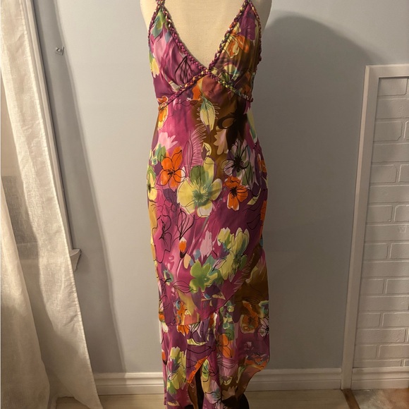 miss b boutique Dresses & Skirts - 024D Floral Elegance Maxi Dress - Purple and Green